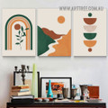 Multicolor Hills Abstract Landscape Scandinavian Painting Picture 3 Piece Wall Art Prints for Room Flourish