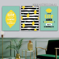 Lemons Make Lemonade Quotes 3 Multi Panel Abstract Stretched Wall Art Modern Image Canvas Print for Room Garnish