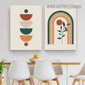 Multicolor Half Circles Nordic Abstract Scandinavian Painting Picture Canvas 2 Piece Wall Art Prints for Room Assortment