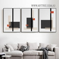 Bold Rectangular Contour Lines Geometric 3 Piece Framed Abstract Painting Photograph Modern Canvas Print for Wall Hanging Assortment