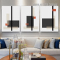 Bold Rectangular Contour Lines Geometric 3 Piece Framed Abstract Painting Photograph Modern Canvas Print for DIY Room Decor