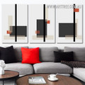Bold Rectangular Contour Square Modern Abstract Geometric Painting Image 3 Panel Canvas Prints For Living Room Design