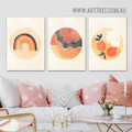 Stain Leaves Abstract Watercolor Scandinavian Modern Painting Picture 3 Piece Wall Art Prints for Room Assortment