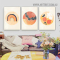 Stain Leaves Watercolor Scandinavian Modern Painting Picture 3 Piece Abstract Wall Art Prints For Room Décor