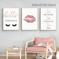 She Believed Typography Modern Painting Picture 3 Panel Canvas Wall Art Prints for Room Trimming