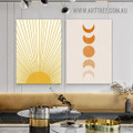 Moon Abstract Scandinavian Painting Picture 2 Piece Canvas Wall Art Prints for Room Illumination