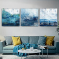 Colorful Slur Design Modern Heavy Texture Artist Handmade Framed 3 Piece Multi Panel Abstract Painting For Room Getup