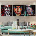 Female Faces Abstract Figure Modern Heavy Texture Artist Handmade Framed 3 Piece Multi Panel Canvas Oil Painting For Room Onlay