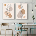 Streak Art Leaflets Spots Geometric Abstract 2 Piece Scandinavian Stretched Abstract Wall Art Photograph Canvas Print for Room Onlay