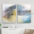 Multicolor Stains Abstract Modern Artist Handmade Framed 2 Piece Multi Panel Wall Art Paintings Set For Room Décor