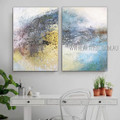 Multicolor Stains Abstract Modern Artist Handmade Framed 2 Piece Multi Panel Canvas Painting For Room Getup