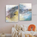 Multicolor Stains Abstract Modern Artist Handmade Framed 2 Piece Multi Panel Painting Set For Room Outfit