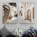 Burg Street Buildings 2 Piece Framed Landscape Modern Painting Photograph Canvas Print for Room Wall Getup