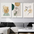 Mortal Visage Tarnish Abstract 3 Piece Framed Wall Figure Art Photograph Scandinavian Canvas Print for Room Adornment