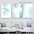 Blue Splodges Minimalist Spots Modern Artwork Abstract 3 Piece Photograph Framed Canvas Print for Room Wall Garniture