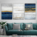 Calico Splashes Abstract Modern Heavy Texture Artist Handmade Framed 3 Piece Multi Panel Canvas Oil Painting Wall Art Set For Room Décor