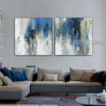 Colorful Smirches Abstract Modern Heavy Texture Artist Handmade Framed 2 Piece Multi Panel Canvas Oil Painting Wall Art Set For Room Onlay