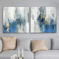 Chromatic Flecks Abstract Modern Heavy Texture Artist Handmade Framed 2 Piece Multi Panel Painting For Room Getup