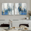 Chromatic Flecks Abstract Modern Heavy Texture Artist Handmade Framed 2 Piece Multi Panel Canvas Painting For Room Drape