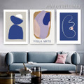 Nynne Rosenvinge Art Curved Line Geometric Modern Artwork Abstract 3 Piece Photograph Framed Canvas Print for Room Wall Garniture