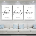 Food Typography Modern Painting Picture 3 Piece Wall Art Prints for Room Outfit