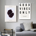 Good Vibes Only Umbrellas Vintage 2 Panel Abstract Painting Photograph Typography Framed Canvas Print for Room Wall Embellishment