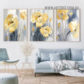 Poppy Blooms Abstract Floral Modern Painting Picture 3 Panel Canvas Wall Art Prints for Room Molding