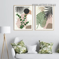 Orb Eucalyptus Leaflets Spot Geometric Spots Modern Artwork Abstract 2 Piece Photograph Framed Canvas Print for Room Wall Garniture