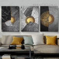 Stigma Wooden Texture Circles Abstract 3 Piece Framed Painting Photograph Canvas Print for Modern Room Wall Finery