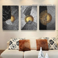 Stigma Wooden Texture Circles Abstract Modern Artwork Picture Framed Stretched 3 Piece Canvas Wall Art Prints For Room Getup