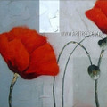 Poppy Buds Floral Modern Heavy Texture Artist Handmade Framed Stretched Flower Art