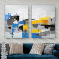 Multicolor Stains Abstract Modern Heavy Texture Palette Knife Artist Handmade Framed Stretched 2 Piece Split Oil Paintings Wall Art Set For Room Flourish