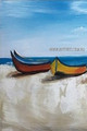 Multicolor Boats Landscape Nature Heavy Texture Artist Handmade Framed Stretched Modern Artwork