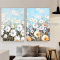 Floral Garth Modern Landscape Modern Heavy Texture Artist Handmade Framed Stretched 2 Piece Multi Panel Paintings Wall Art Set For Room Décor