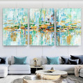 Splotches Abstract Modern Heavy Texture Artist Handmade Framed Stretched 3 Piece Multi Panel Canvas Oil Painting Wall Art Set For Room Décor
