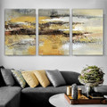 Blots Abstract Modern Heavy Texture Artist Handmade Framed Stretched 3 Piece Split Panel Painting Wall Art Set For Room Decor