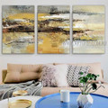 Blots Abstract Modern Heavy Texture Artist Handmade Framed Stretched 3 Piece  Split Canvas Painting Wall Art Set For Room Onlay