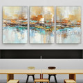 Colorful Lines Abstract Modern Heavy Texture Artist Handmade Framed Stretched 3 Piece Split Panel Painting Wall Art Set For Room Garniture