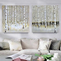 Tall Tree Forest Landscape Nature Modern Heavy Texture Artist Handmade Framed Stretched 2 Piece Multi Panel Canvas Painting For Room Onlay