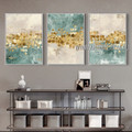Flaws Abstract Modern Heavy Texture Artist Handmade Framed Stretched 3 Piece Multi Panel Oil Paintings For Room Ornament