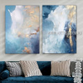 Colorful Marble Abstract Modern Heavy Texture Artist Handmade Framed Stretched 2 Piece Multi Panel Painting Wall Art Set For Room Garnish