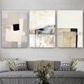 Colorful Boxes Abstract Vintage Heavy Texture Artist Handmade Framed Stretched 3 Piece Multi Panel Canvas Oil Painting Wall Art Set For Room Décor