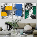 Coloured Spots Abstract Modern Heavy Texture Artist Handmade Framed Stretched 3 Piece Multi Panel Painting Wall Art Set For Room Outfit