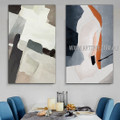 Blots Abstract Nordic Heavy Texture Artist Handmade Framed Stretched 2 Piece Multi Panel Canvas Painting Wall Art Set For Room Getup