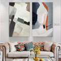 Blots Abstract Nordic Heavy Texture Artist Handmade Framed Stretched 2 Piece Multi Panel Canvas Oil Painting Wall Art Set For Room Decor