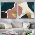 Smears Abstract Modern Heavy Texture Artist Handmade Framed Stretched 2 Piece Multi Panel Canvas Painting Wall Art Set For Room Getup