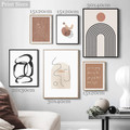 Circuitous Orb Strokes Circles Abstract 6 Multi Panel Painting Set Geometrical Scandinavian Photograph Canvas Print for Home Wall Ornamentation