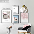 I Like Flamingos Quotes Nordic 4 Panel Set Bird Painting Photograph Canvas Print Home Wall Adornment