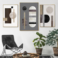 Luxurious Verse Marble Circles Abstract Photograph Geometric Vintage 3 Piece Set Canvas Print for Room Wall Art Adornment