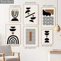 Tortuous Smudge Strokes Circles Abstract Geometric 6 Multi Panel Scandinavian Artwork Set Photograph Print On Canvas for Room Wall Ornamentation